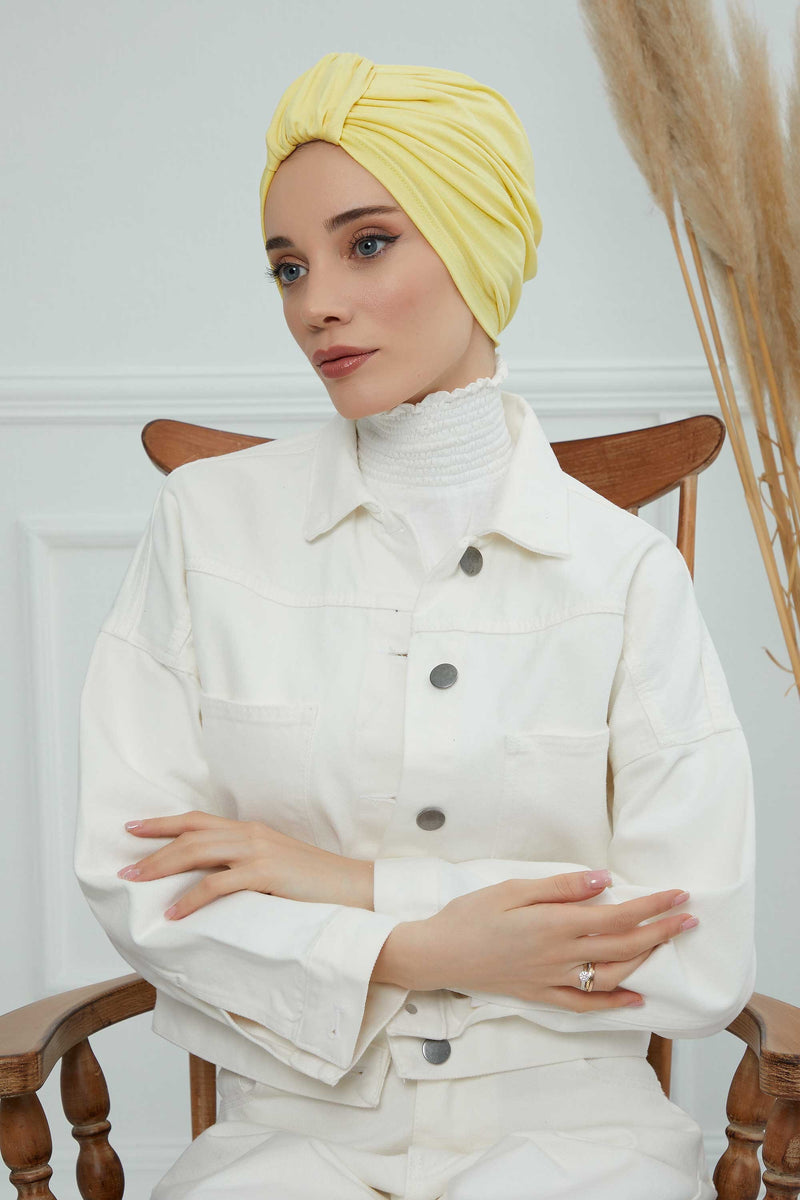 حجاب عمامة قطني بتصميم أنيق للنساء، غطاء رأس عمامة جميل مربوط مسبقًا للنساء، غطاء رأس عصري وعصري للعلاج الكيميائي للسرطان، B-68