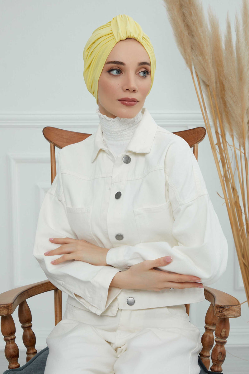 حجاب عمامة قطني بتصميم أنيق للنساء، غطاء رأس عمامة جميل مربوط مسبقًا للنساء، غطاء رأس عصري وعصري للعلاج الكيميائي للسرطان، B-68