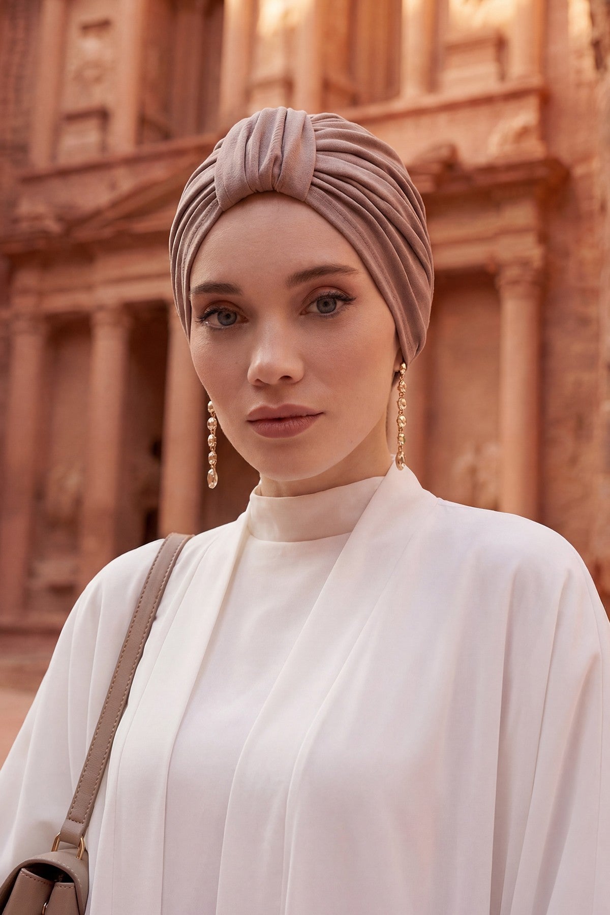 Chic Design Cotton Instant Turban Hijab for Women, Beautiful Pre-tied Turban Bonnet for Women, Trendy Fashionable Cancer Chemo Headwear,B-68 Mink