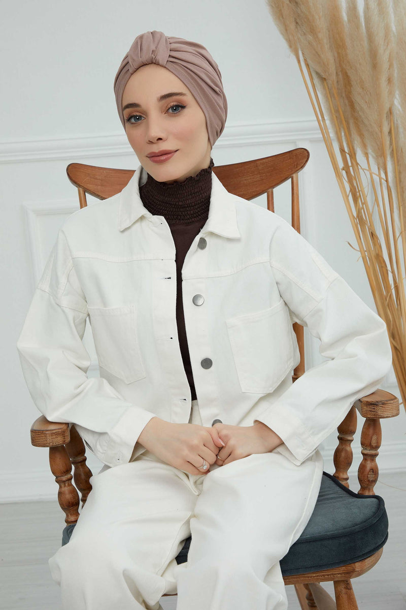 حجاب عمامة قطني بتصميم أنيق للنساء، غطاء رأس عمامة جميل مربوط مسبقًا للنساء، غطاء رأس عصري وعصري للعلاج الكيميائي للسرطان، B-68