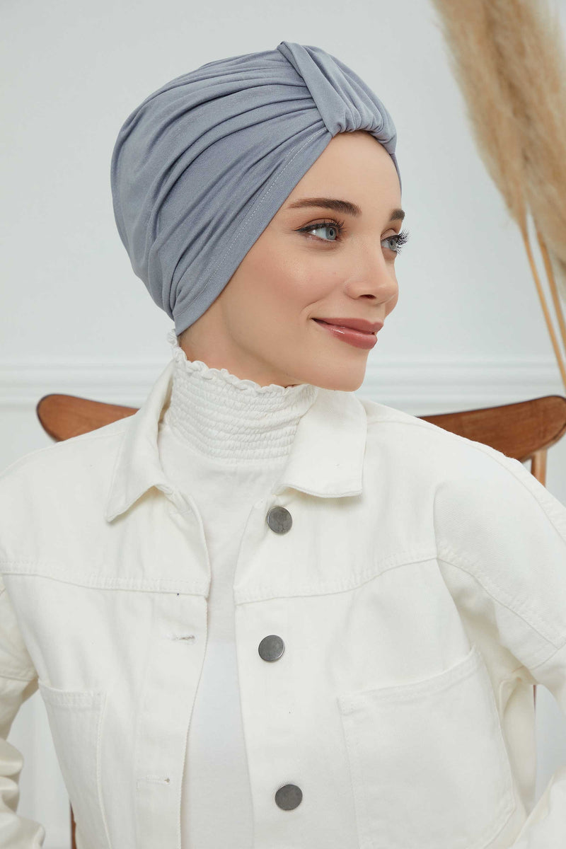 حجاب عمامة قطني بتصميم أنيق للنساء، غطاء رأس عمامة جميل مربوط مسبقًا للنساء، غطاء رأس عصري وعصري للعلاج الكيميائي للسرطان، B-68