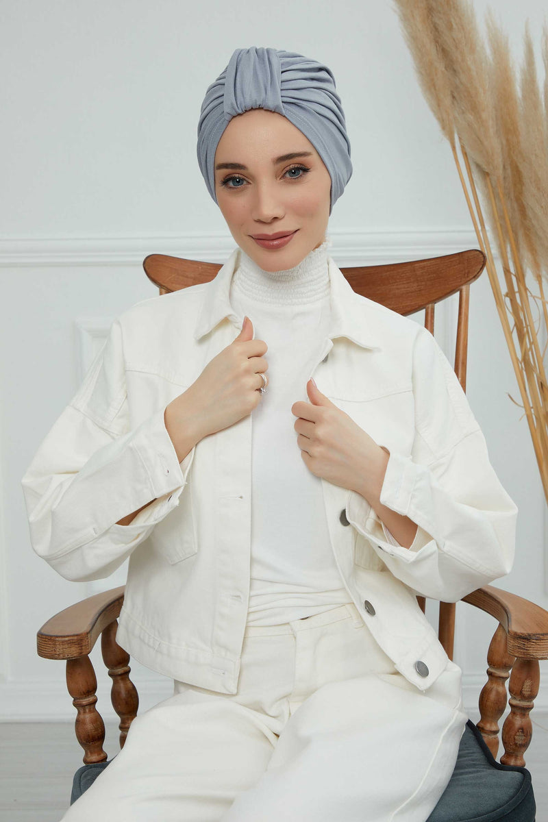 حجاب عمامة قطني بتصميم أنيق للنساء، غطاء رأس عمامة جميل مربوط مسبقًا للنساء، غطاء رأس عصري وعصري للعلاج الكيميائي للسرطان، B-68