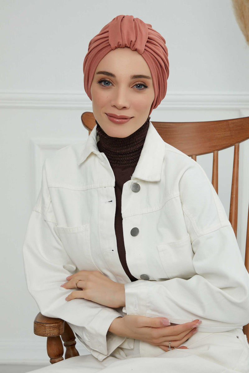 حجاب عمامة قطني بتصميم أنيق للنساء، غطاء رأس عمامة جميل مربوط مسبقًا للنساء، غطاء رأس عصري وعصري للعلاج الكيميائي للسرطان، B-68