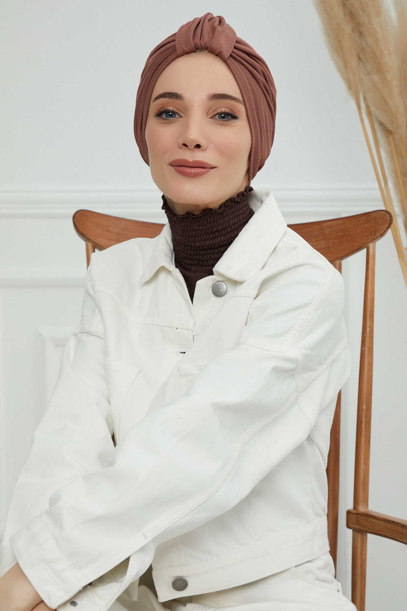 حجاب عمامة قطني بتصميم أنيق للنساء، غطاء رأس عمامة جميل مربوط مسبقًا للنساء، غطاء رأس عصري وعصري للعلاج الكيميائي للسرطان، B-68