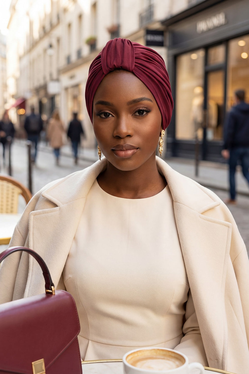 Chic Design Cotton Instant Turban Hijab for Women, Beautiful Pre-tied Turban Bonnet for Women, Trendy Fashionable Cancer Chemo Headwear,B-68 Maroon