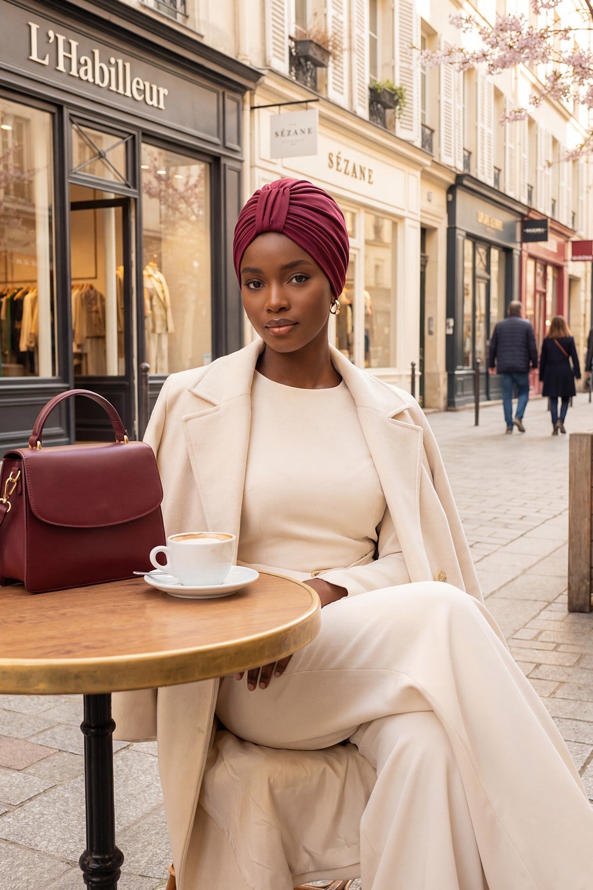 Chic Design Cotton Instant Turban Hijab for Women, Beautiful Pre-tied Turban Bonnet for Women, Trendy Fashionable Cancer Chemo Headwear,B-68 Maroon