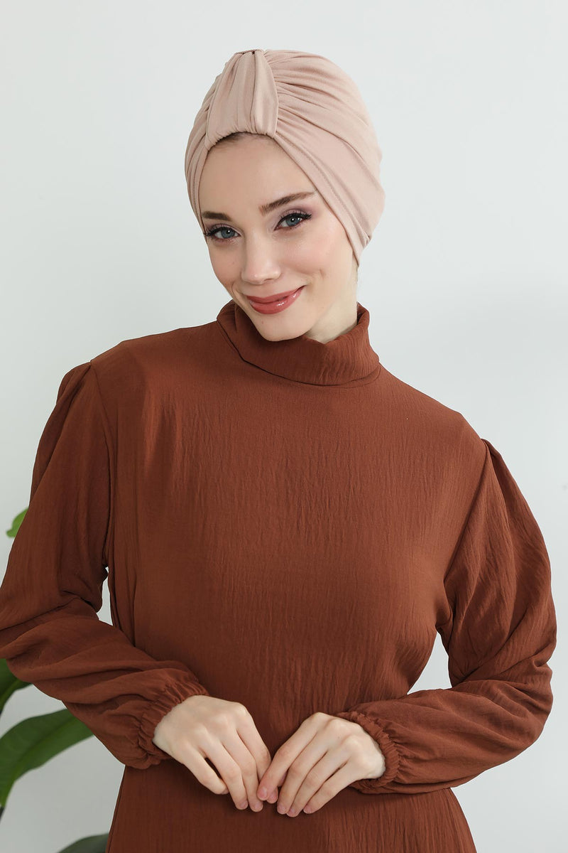 حجاب عمامة قطني بتصميم أنيق للنساء، غطاء رأس عمامة جميل مربوط مسبقًا للنساء، غطاء رأس عصري وعصري للعلاج الكيميائي للسرطان، B-68