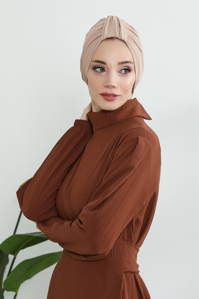 حجاب عمامة قطني بتصميم أنيق للنساء، غطاء رأس عمامة جميل مربوط مسبقًا للنساء، غطاء رأس عصري وعصري للعلاج الكيميائي للسرطان، B-68