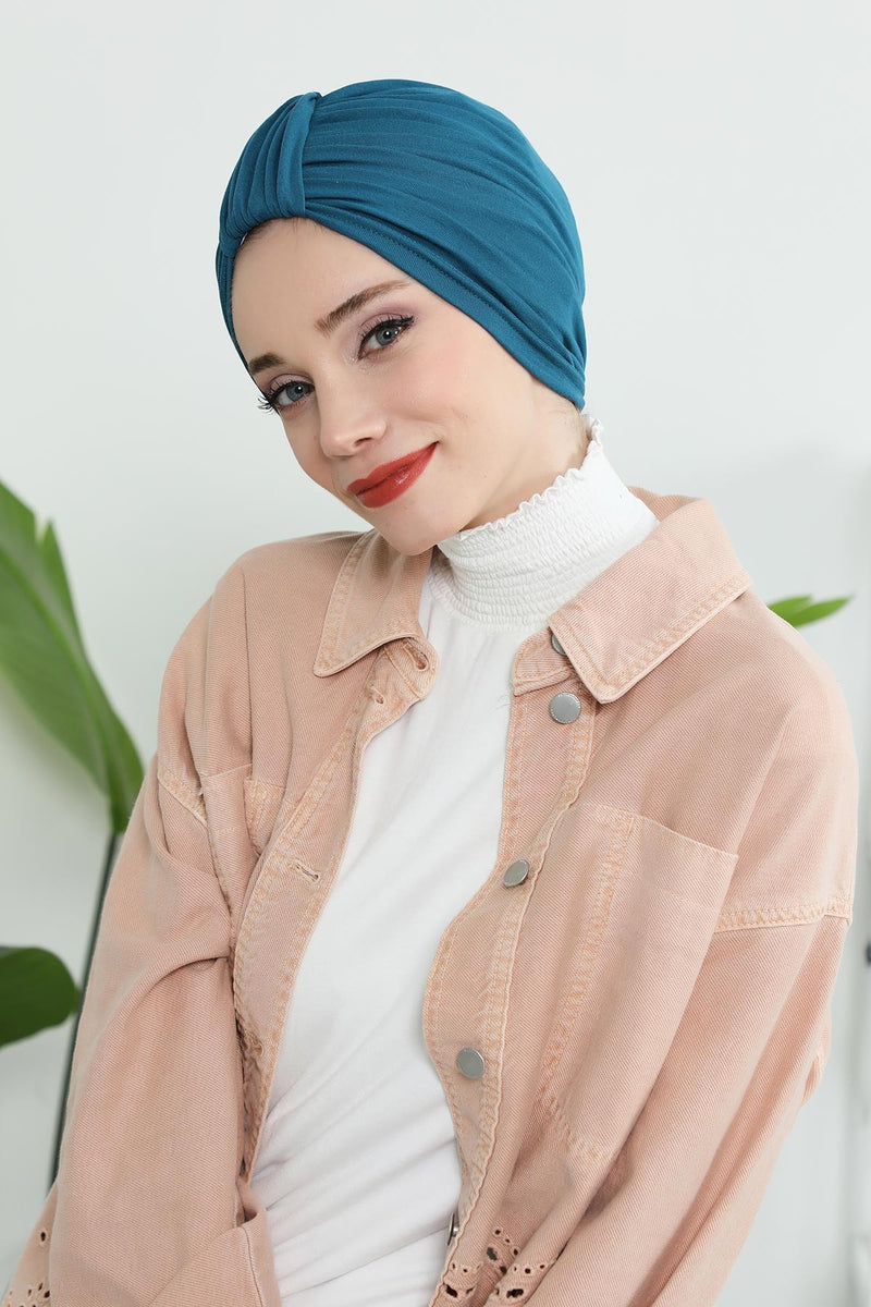 حجاب عمامة قطني بتصميم أنيق للنساء، غطاء رأس عمامة جميل مربوط مسبقًا للنساء، غطاء رأس عصري وعصري للعلاج الكيميائي للسرطان، B-68