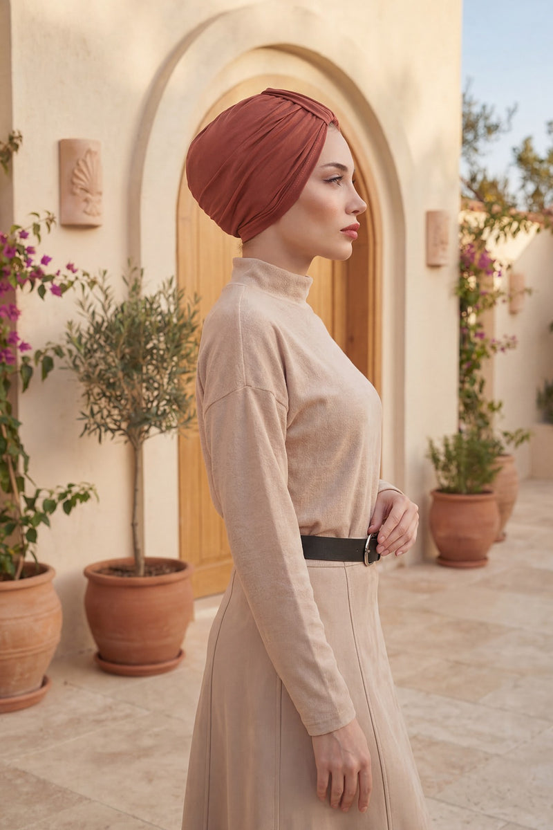 حجاب عمامة قطني بتصميم أنيق للنساء، غطاء رأس عمامة جميل مربوط مسبقًا للنساء، غطاء رأس عصري وعصري للعلاج الكيميائي للسرطان، B-68