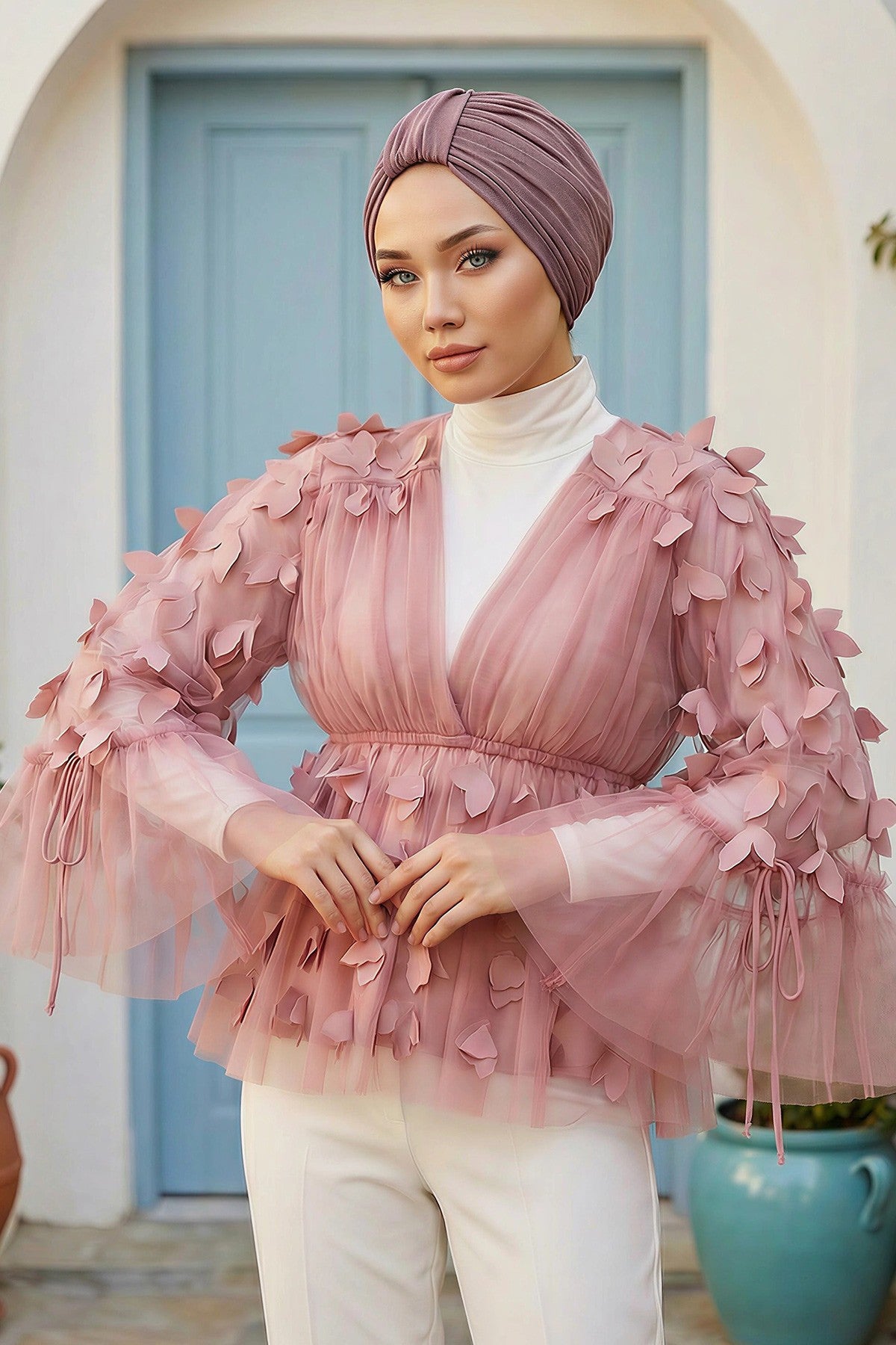 Chic Design Cotton Instant Turban Hijab for Women, Beautiful Pre-tied Turban Bonnet for Women, Trendy Fashionable Cancer Chemo Headwear,B-68 Dusty Rose