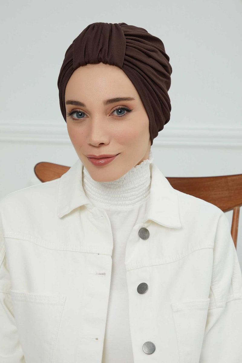 حجاب عمامة قطني بتصميم أنيق للنساء، غطاء رأس عمامة جميل مربوط مسبقًا للنساء، غطاء رأس عصري وعصري للعلاج الكيميائي للسرطان، B-68