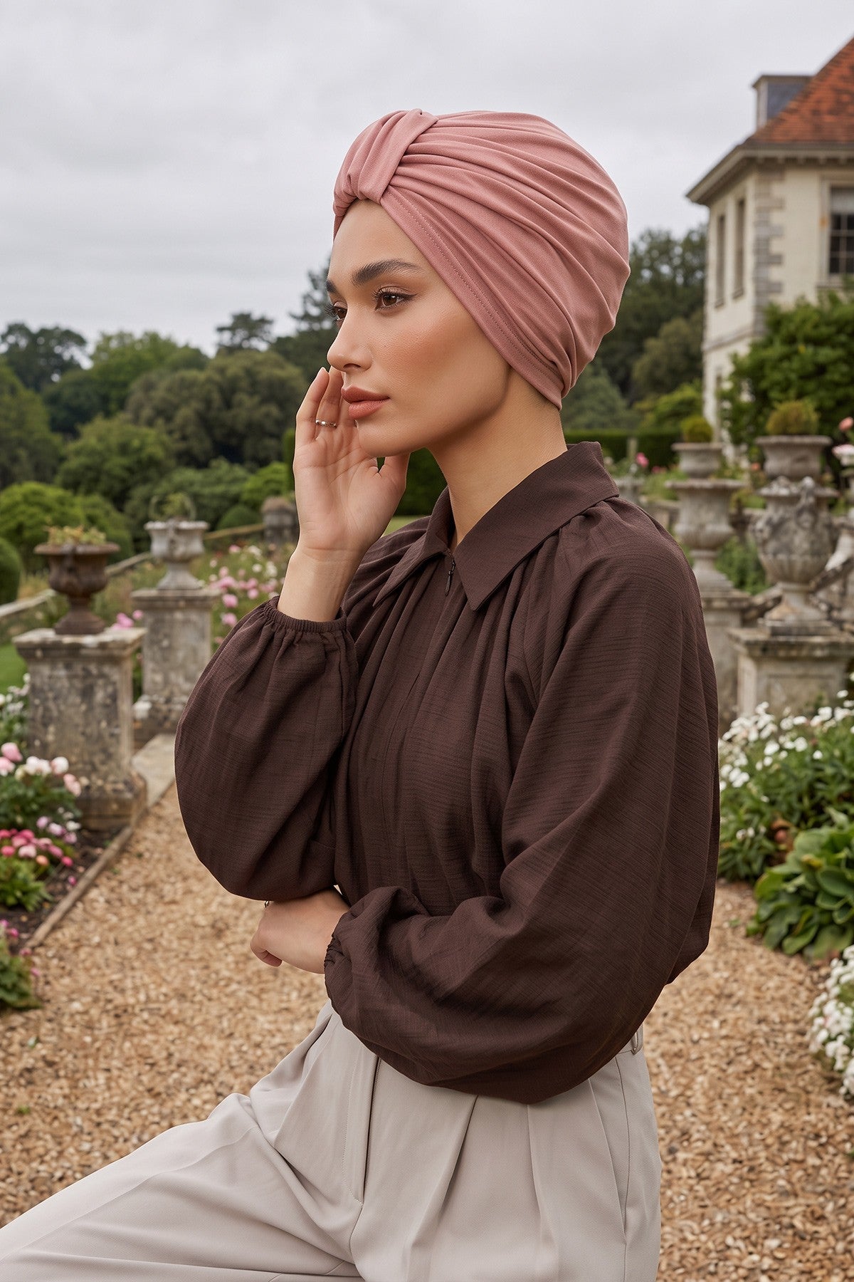 Chic Design Cotton Instant Turban Hijab for Women, Beautiful Pre-tied Turban Bonnet for Women, Trendy Fashionable Cancer Chemo Headwear,B-68