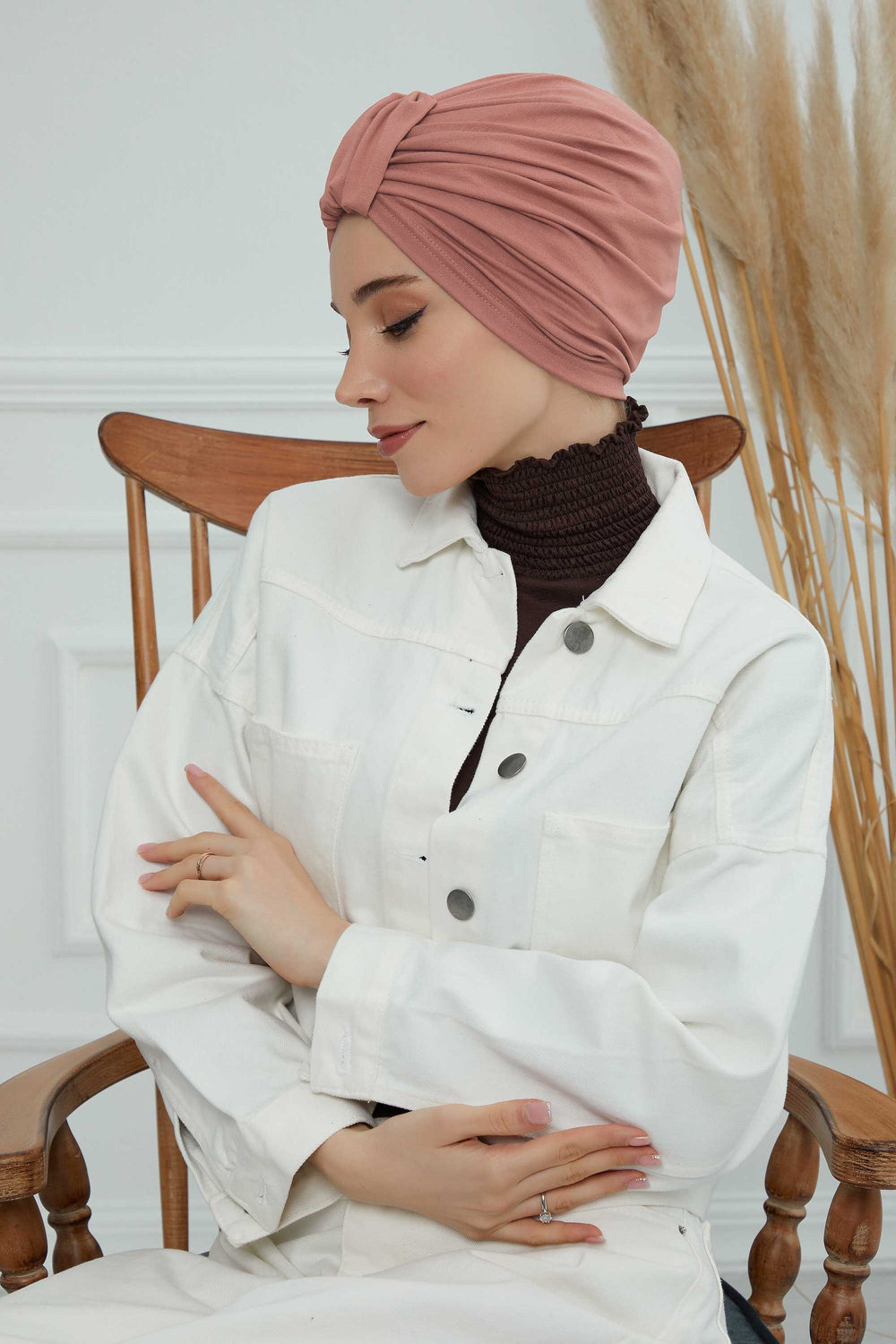 Chic Design Cotton Instant Turban Hijab for Women, Beautiful Pre-tied Turban Bonnet for Women, Trendy Fashionable Cancer Chemo Headwear,B-68