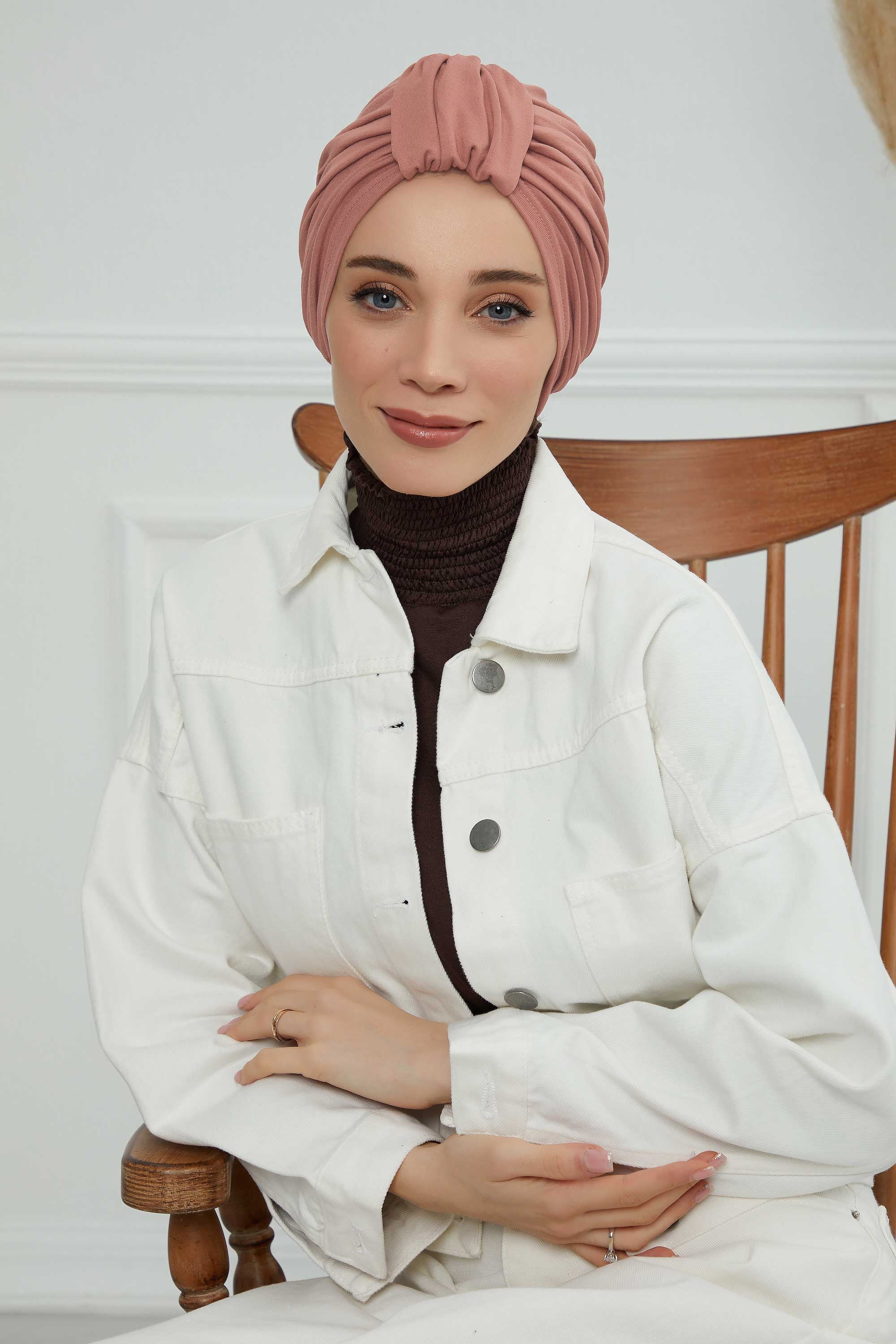 Chic Design Cotton Instant Turban Hijab for Women, Beautiful Pre-tied Turban Bonnet for Women, Trendy Fashionable Cancer Chemo Headwear,B-68