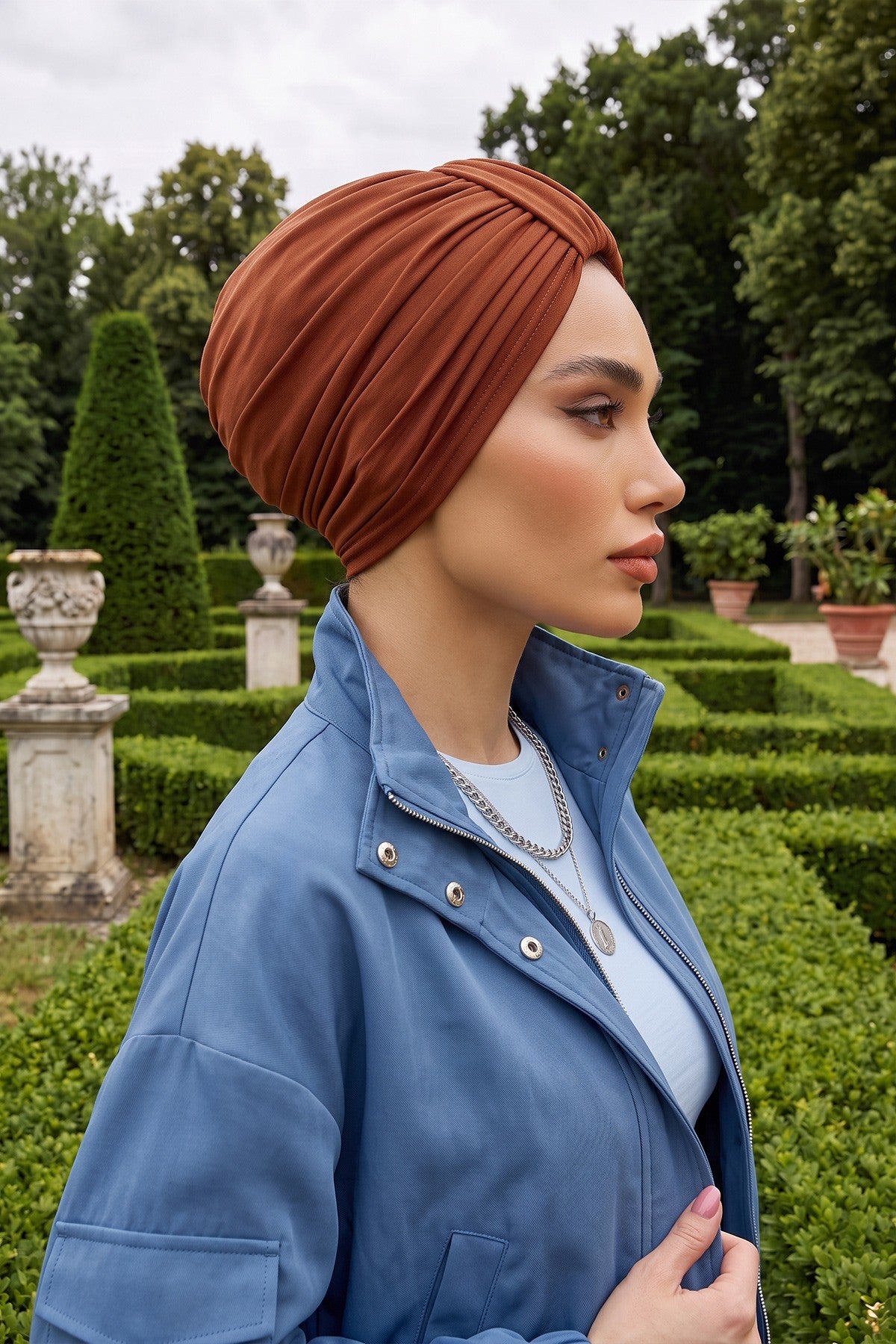 Chic Design Cotton Instant Turban Hijab for Women, Beautiful Pre-tied Turban Bonnet for Women, Trendy Fashionable Cancer Chemo Headwear,B-68