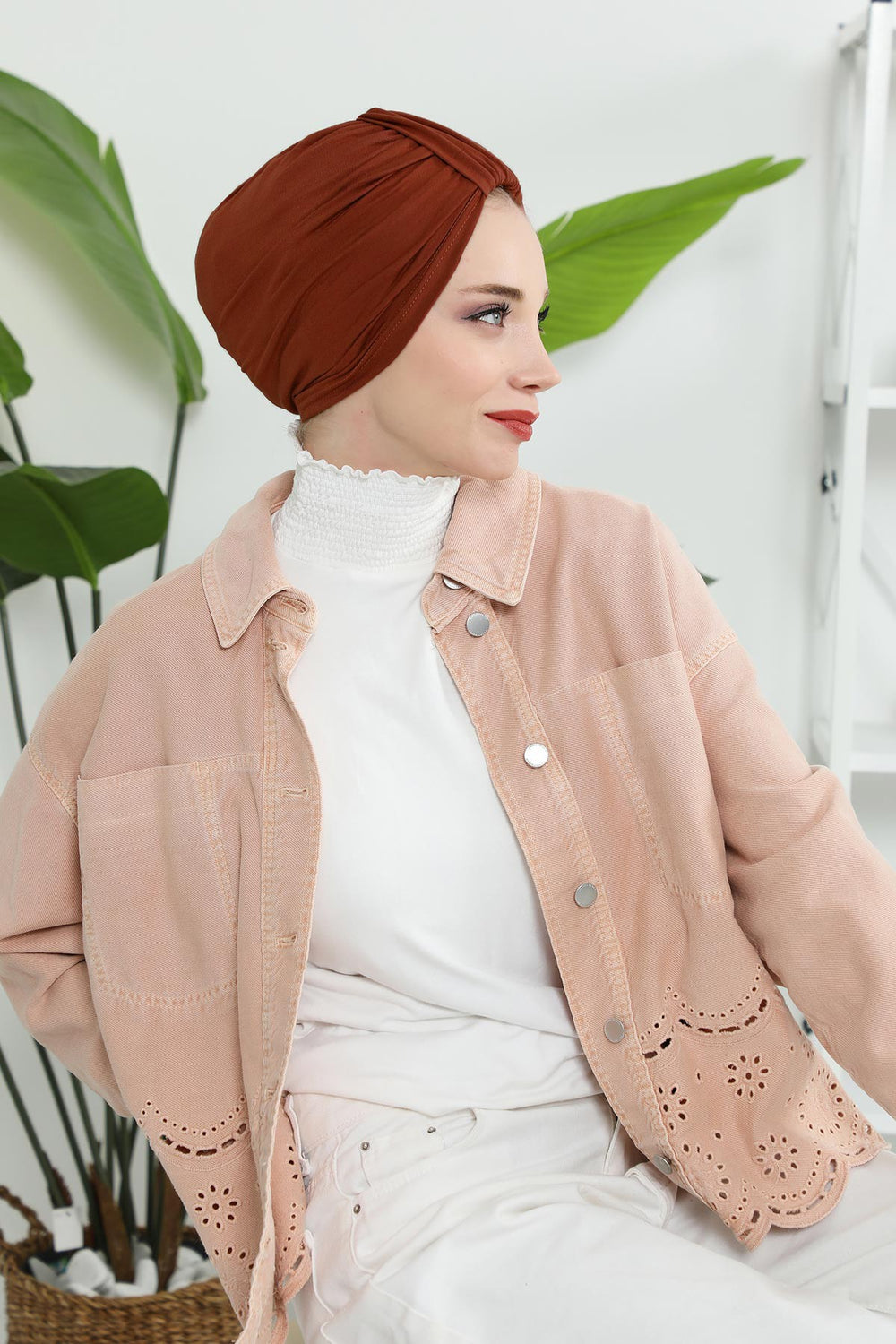 Chic Design Cotton Instant Turban Hijab for Women, Beautiful Pre-tied Turban Bonnet for Women, Trendy Fashionable Cancer Chemo Headwear,B-68