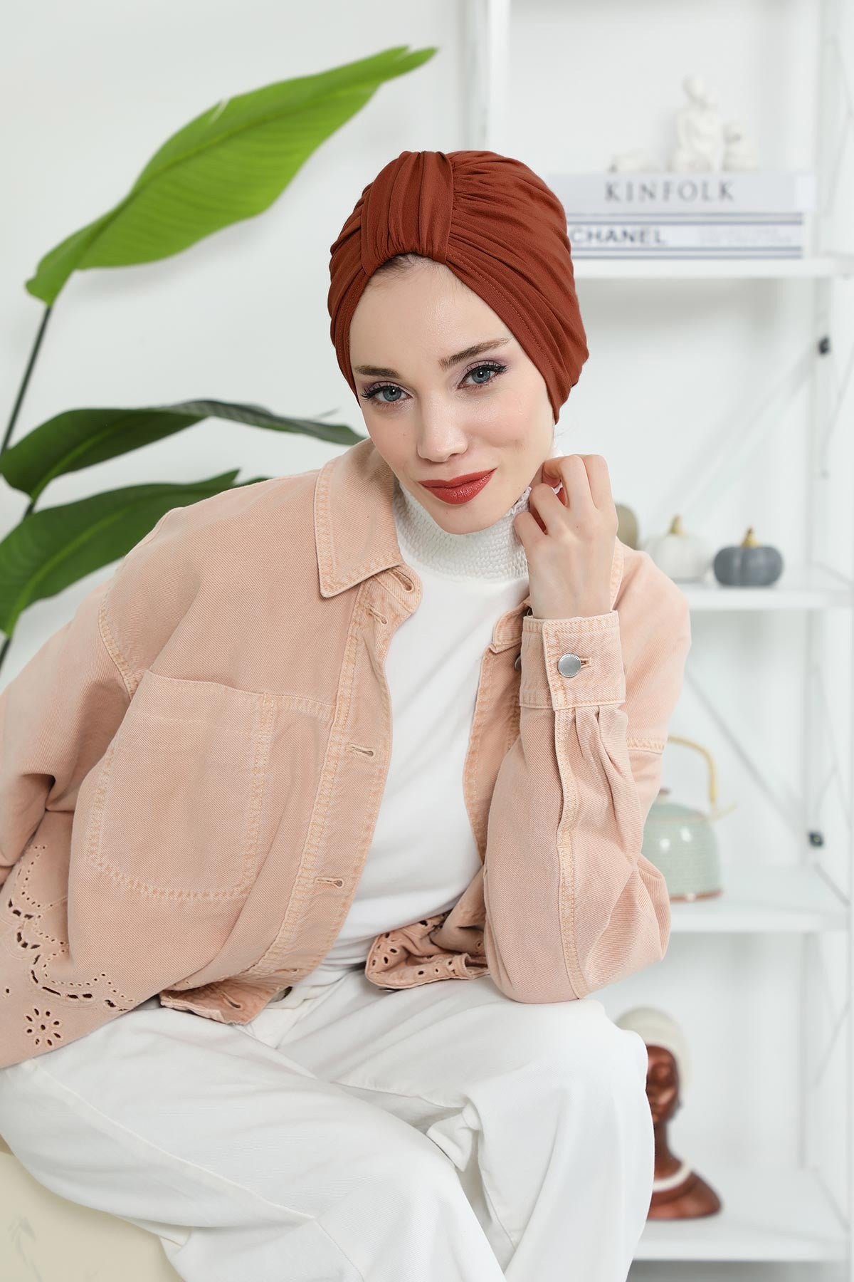 Chic Design Cotton Instant Turban Hijab for Women, Beautiful Pre-tied Turban Bonnet for Women, Trendy Fashionable Cancer Chemo Headwear,B-68