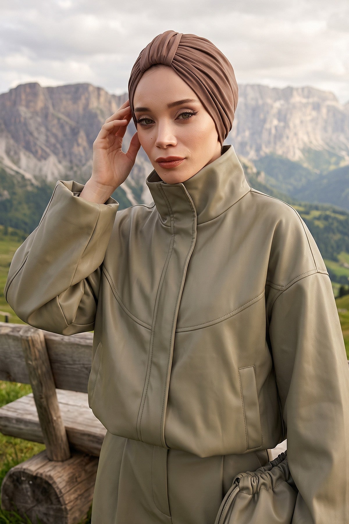 Chic Design Cotton Instant Turban Hijab for Women, Beautiful Pre-tied Turban Bonnet for Women, Trendy Fashionable Cancer Chemo Headwear,B-68 Chocolate