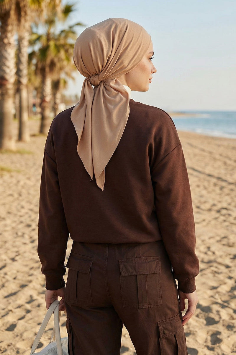 Chic Easy Wrap Hijab Cover for Women, Trendy Hijab for Stylish Look, Soft Comfortable Turban Head Covering, Chic Single Color Headscarf,B-45