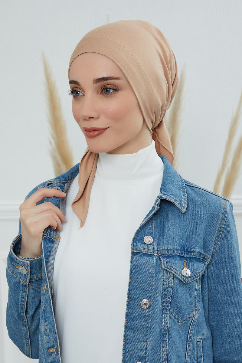 Chic Easy Wrap Hijab Cover for Women, Trendy Hijab for Stylish Look, Soft Comfortable Turban Head Covering, Chic Single Color Headscarf,B-45