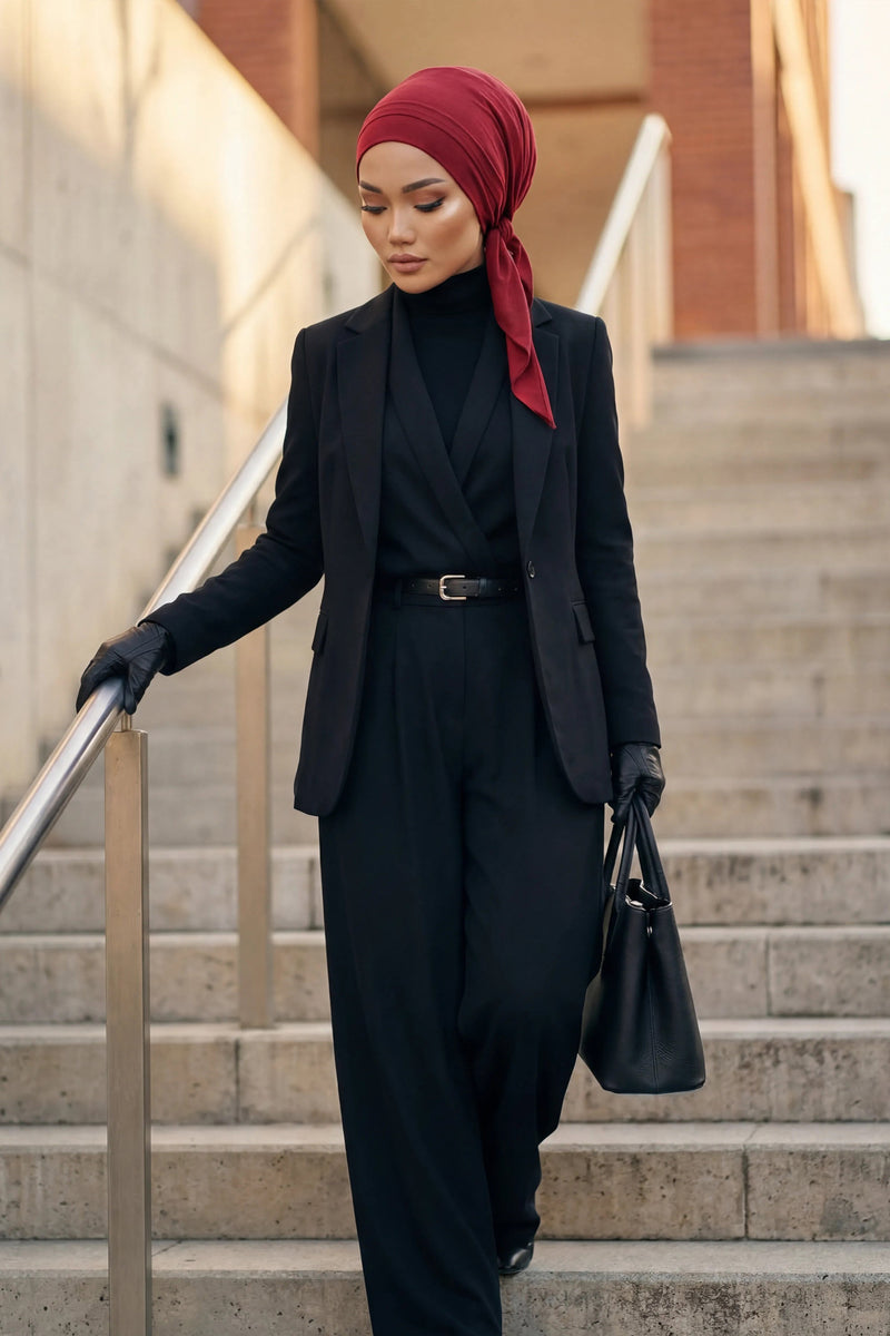 Chic Easy Wrap Hijab Cover for Women, Trendy Hijab for Stylish Look, Soft Comfortable Turban Head Covering, Chic Single Color Headscarf,B-45