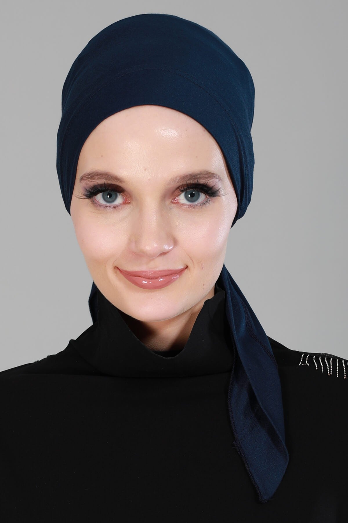 Chic Easy Wrap Hijab Cover for Women, Trendy Hijab for Stylish Look, Soft Comfortable Turban Head Covering, Chic Single Color Headscarf,B-45 Navy Blue