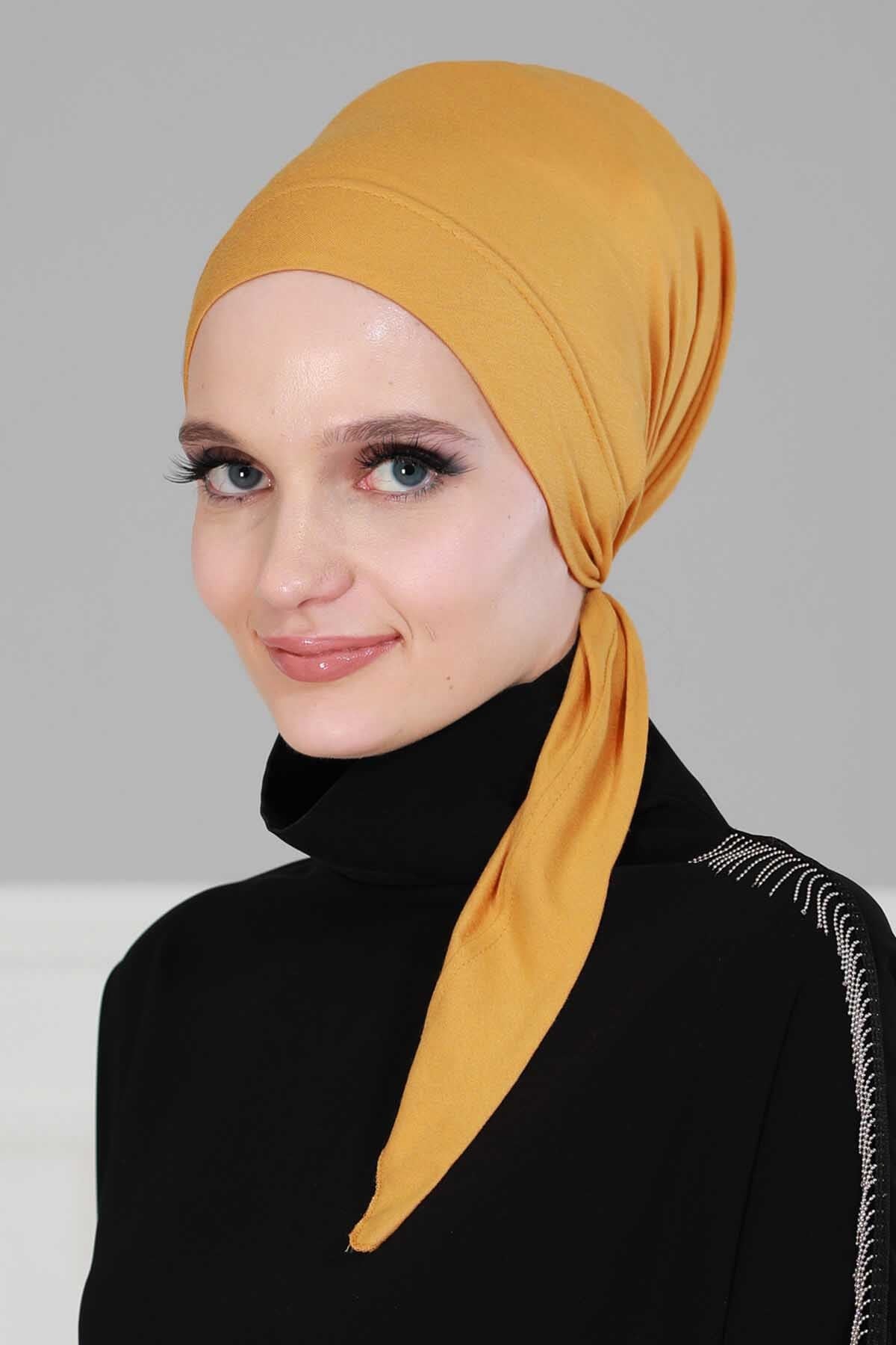 Chic Easy Wrap Hijab Cover for Women, Trendy Hijab for Stylish Look, Soft Comfortable Turban Head Covering, Chic Single Color Headscarf,B-45 Mustard Yellow