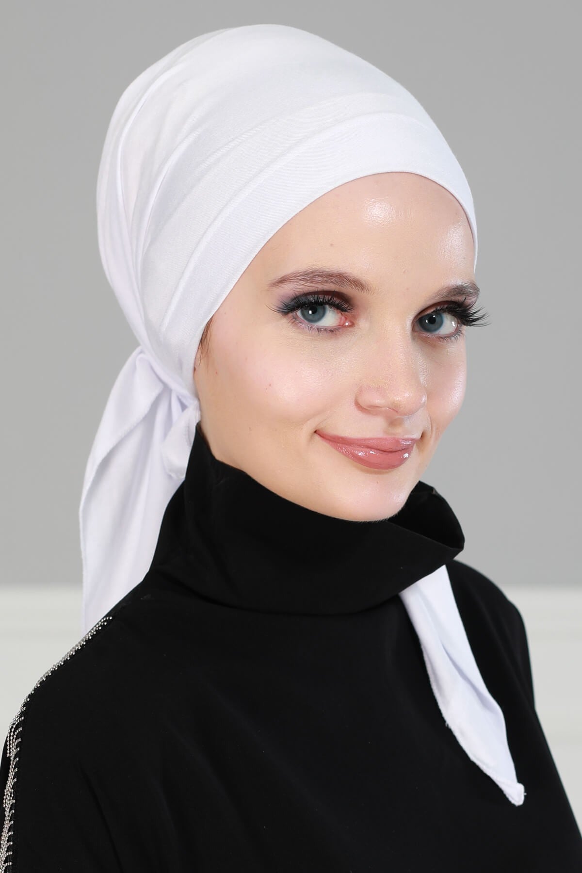 Chic Easy Wrap Hijab Cover for Women, Trendy Hijab for Stylish Look, Soft Comfortable Turban Head Covering, Chic Single Color Headscarf,B-45 White