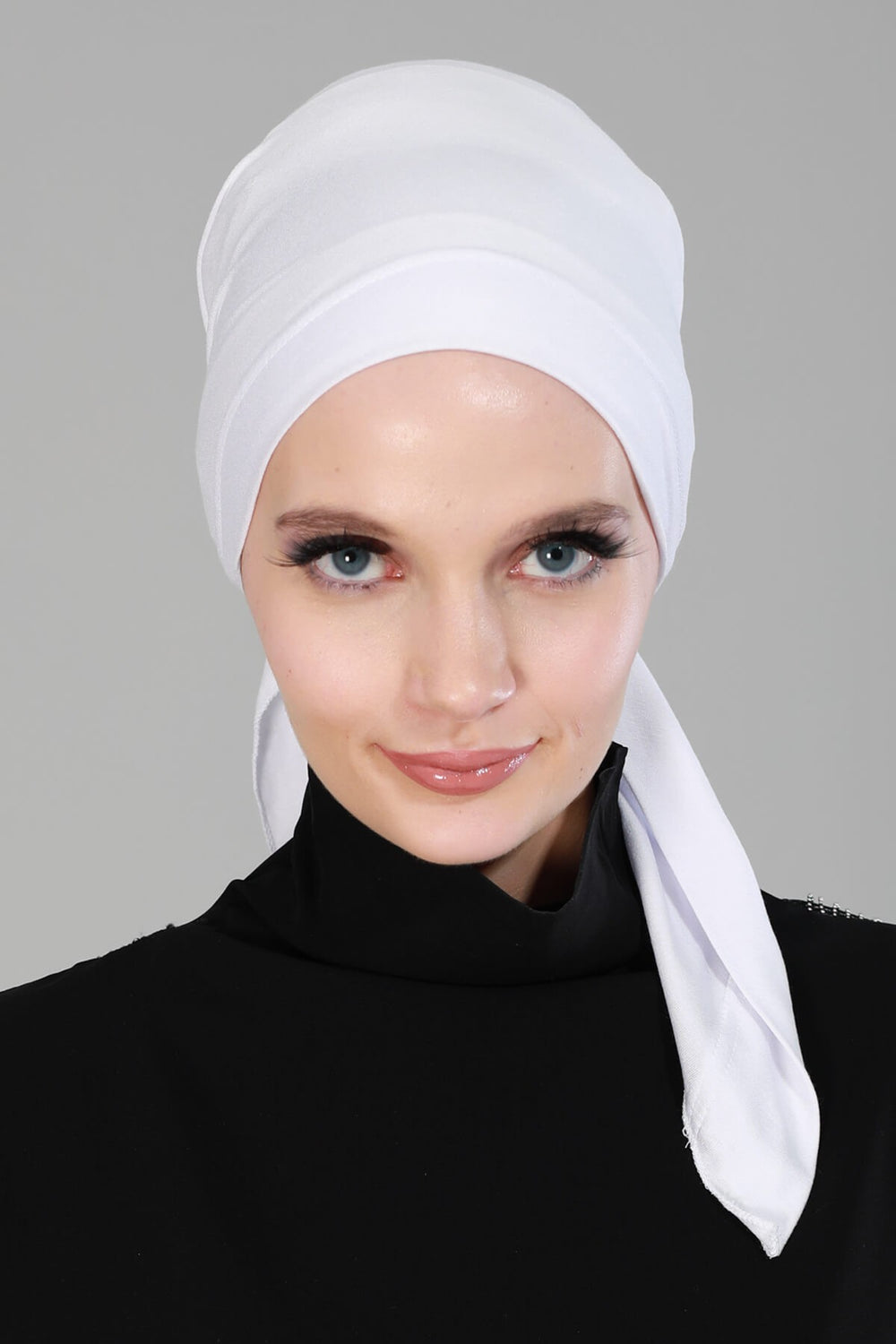 Chic Easy Wrap Hijab Cover for Women, Trendy Hijab for Stylish Look, Soft Comfortable Turban Head Covering, Chic Single Color Headscarf,B-45 White