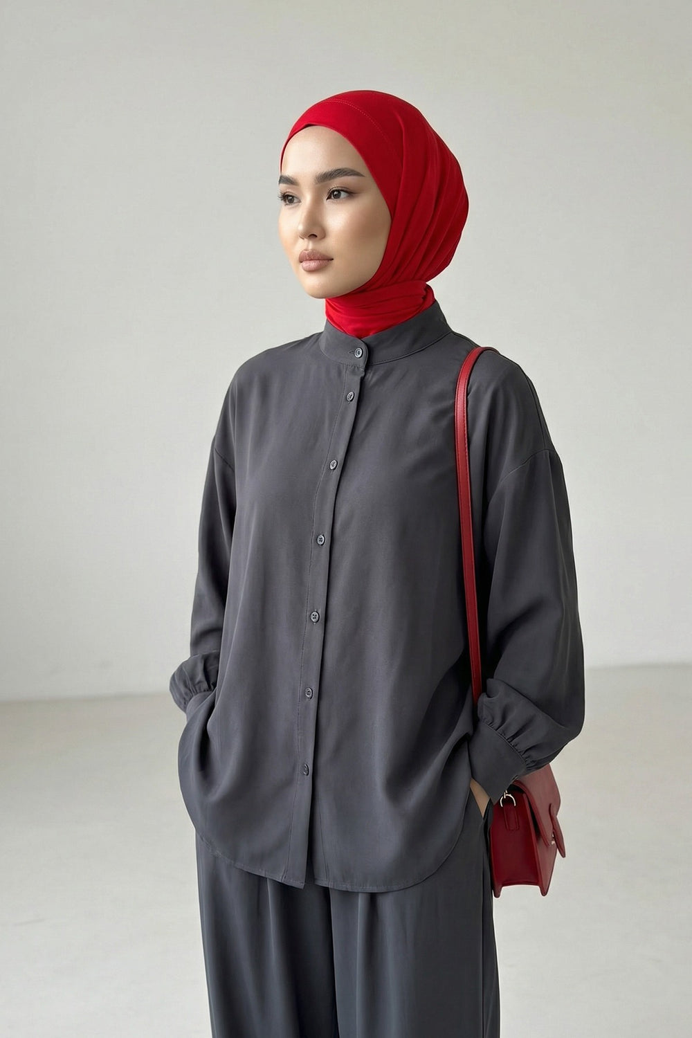 Chic Easy Wrap Hijab Cover for Women, Trendy Hijab for Stylish Look, Soft Comfortable Turban Head Covering, Chic Single Color Headscarf,B-45 Red