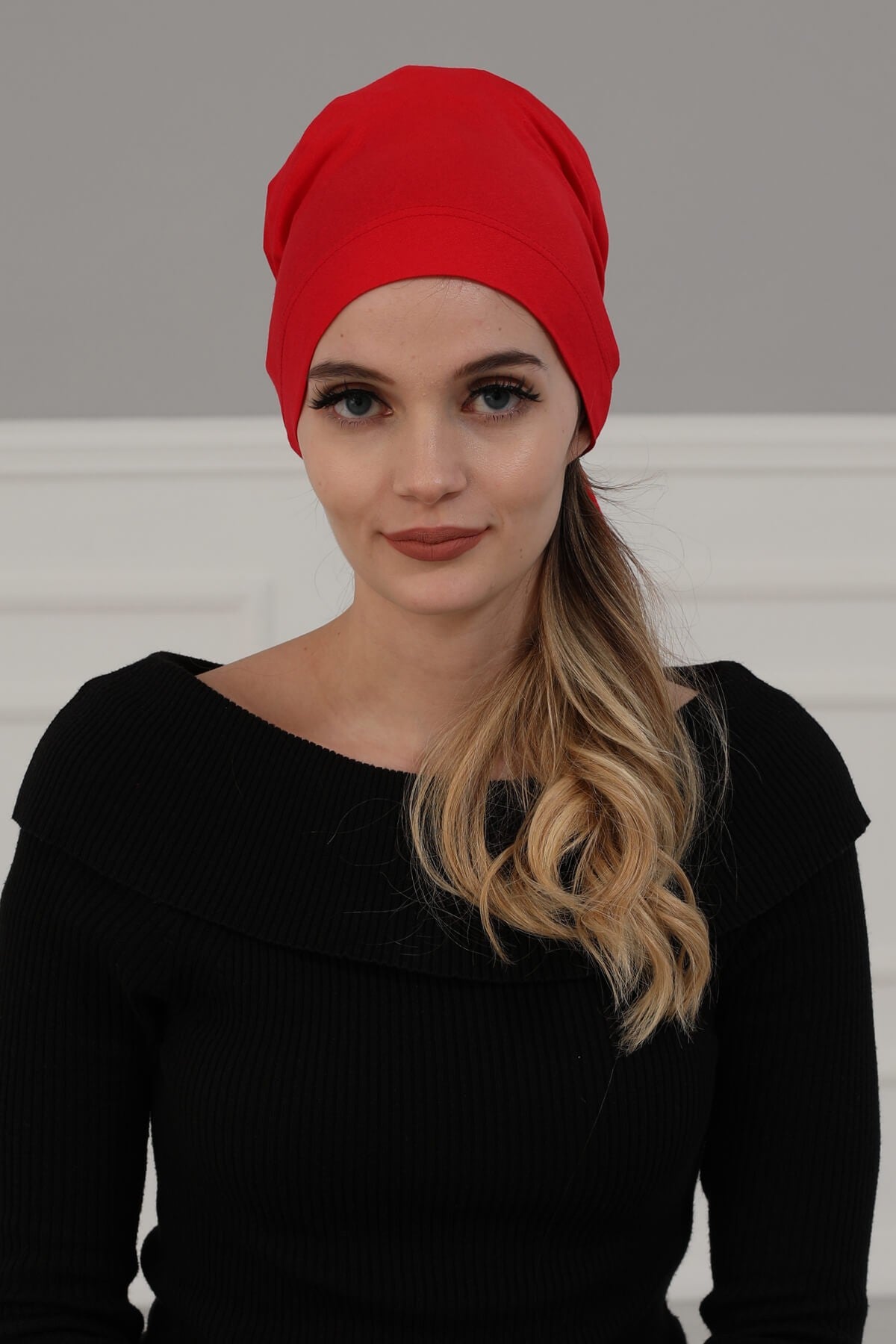 Chic Easy Wrap Hijab Cover for Women, Trendy Hijab for Stylish Look, Soft Comfortable Turban Head Covering, Chic Single Color Headscarf,B-45 Red