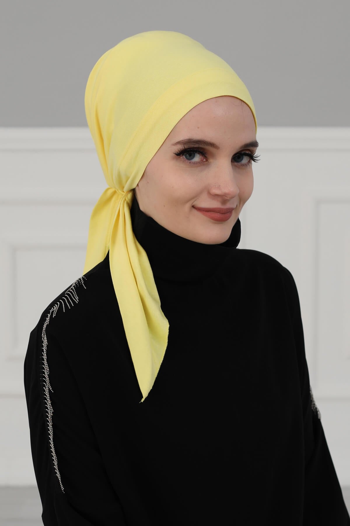 Chic Easy Wrap Hijab Cover for Women, Trendy Hijab for Stylish Look, Soft Comfortable Turban Head Covering, Chic Single Color Headscarf,B-45 Yellow