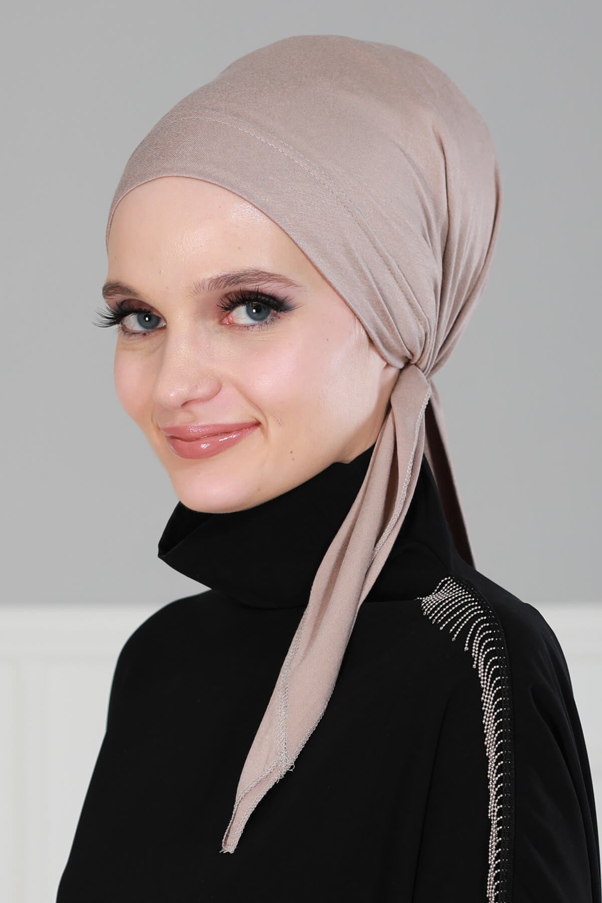 Chic Easy Wrap Hijab Cover for Women, Trendy Hijab for Stylish Look, Soft Comfortable Turban Head Covering, Chic Single Color Headscarf,B-45 Mink