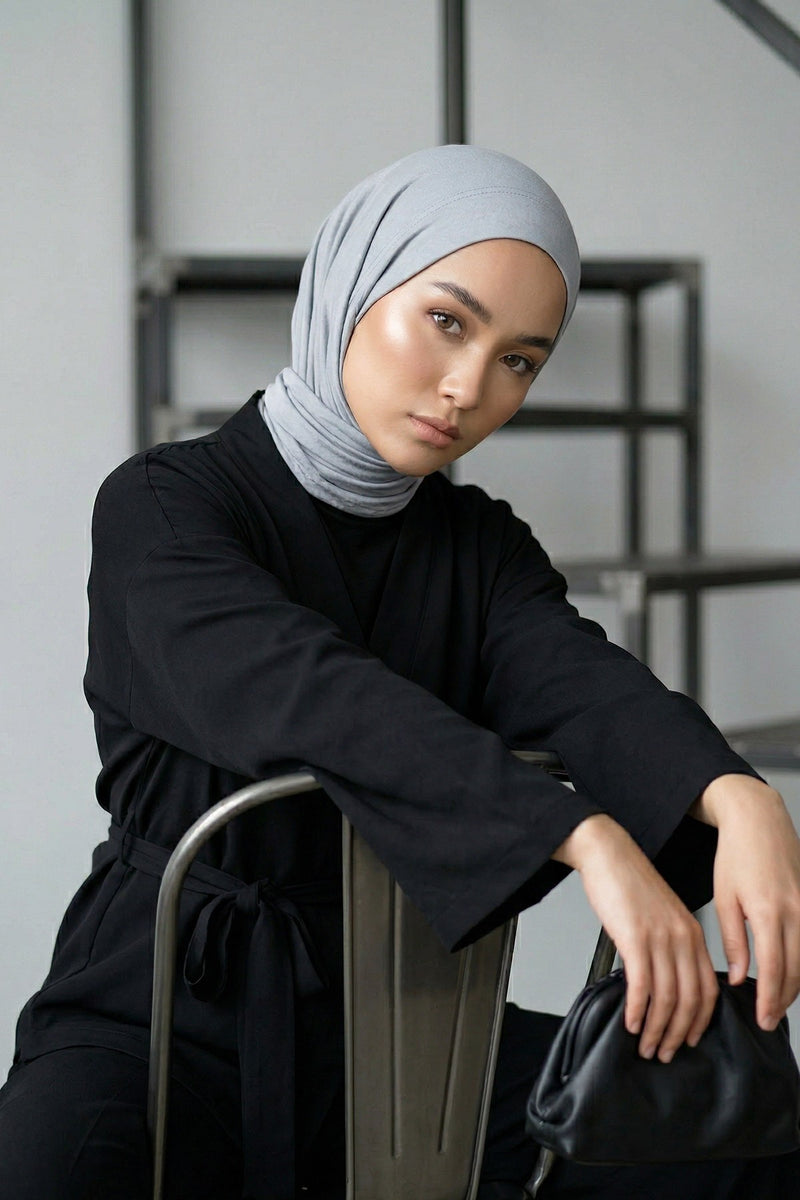 Chic Easy Wrap Hijab Cover for Women, Trendy Hijab for Stylish Look, Soft Comfortable Turban Head Covering, Chic Single Color Headscarf,B-45