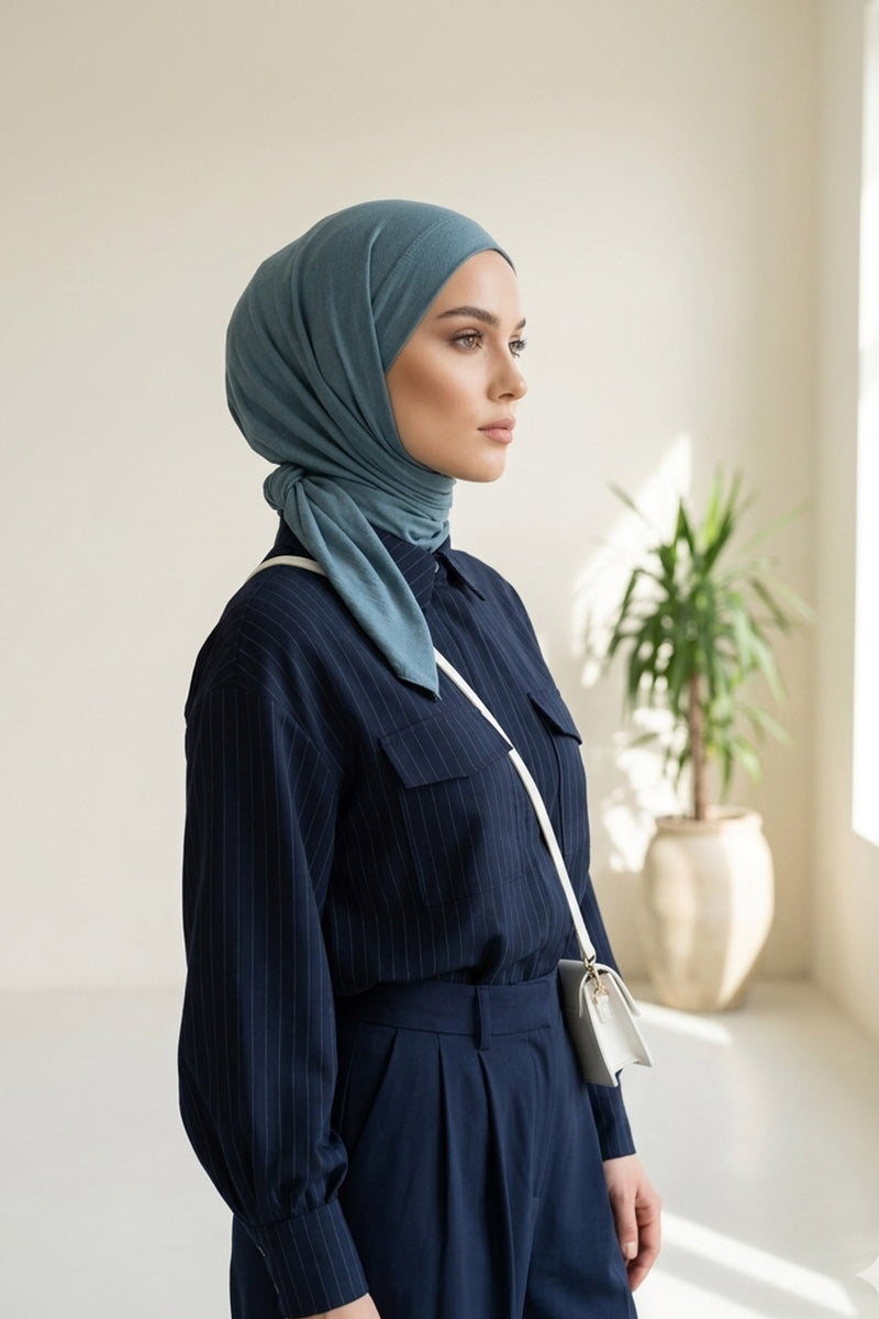 Chic Easy Wrap Hijab Cover for Women, Trendy Hijab for Stylish Look, Soft Comfortable Turban Head Covering, Chic Single Color Headscarf,B-45