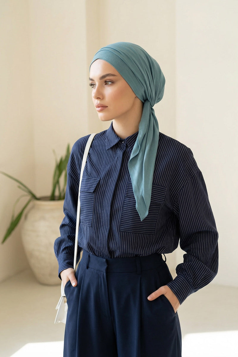 Chic Easy Wrap Hijab Cover for Women, Trendy Hijab for Stylish Look, Soft Comfortable Turban Head Covering, Chic Single Color Headscarf,B-45