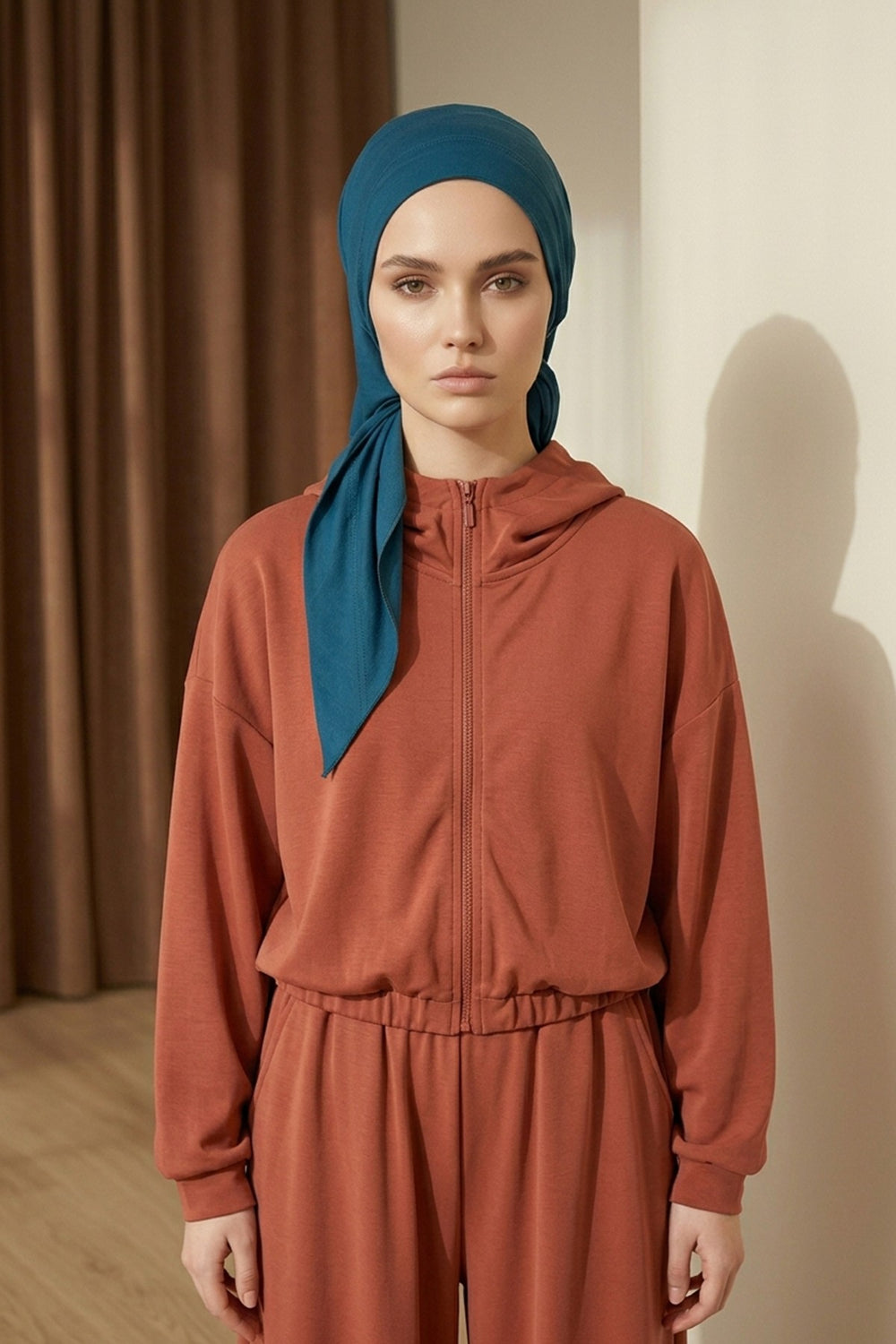 Chic Easy Wrap Hijab Cover for Women, Trendy Hijab for Stylish Look, Soft Comfortable Turban Head Covering, Chic Single Color Headscarf,B-45 Petrol Blue