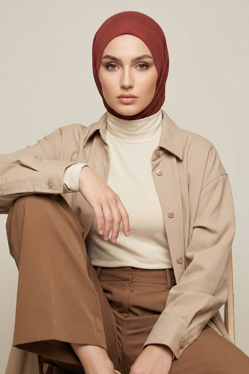 Chic Easy Wrap Hijab Cover for Women, Trendy Hijab for Stylish Look, Soft Comfortable Turban Head Covering, Chic Single Color Headscarf,B-45