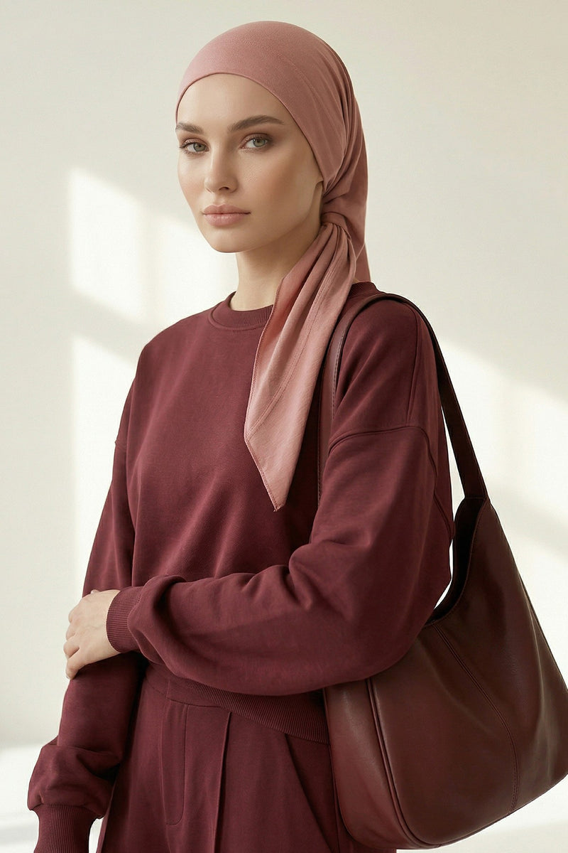Chic Easy Wrap Hijab Cover for Women, Trendy Hijab for Stylish Look, Soft Comfortable Turban Head Covering, Chic Single Color Headscarf,B-45