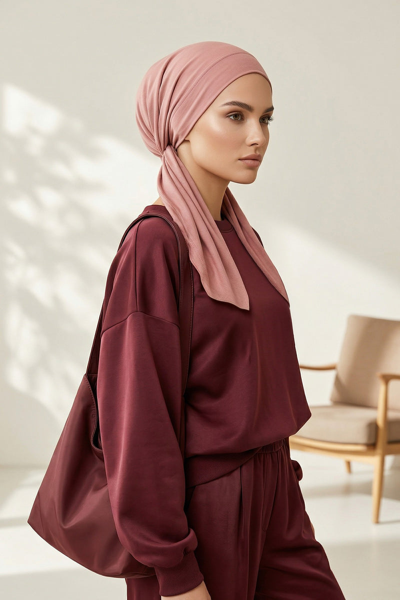 Chic Easy Wrap Hijab Cover for Women, Trendy Hijab for Stylish Look, Soft Comfortable Turban Head Covering, Chic Single Color Headscarf,B-45