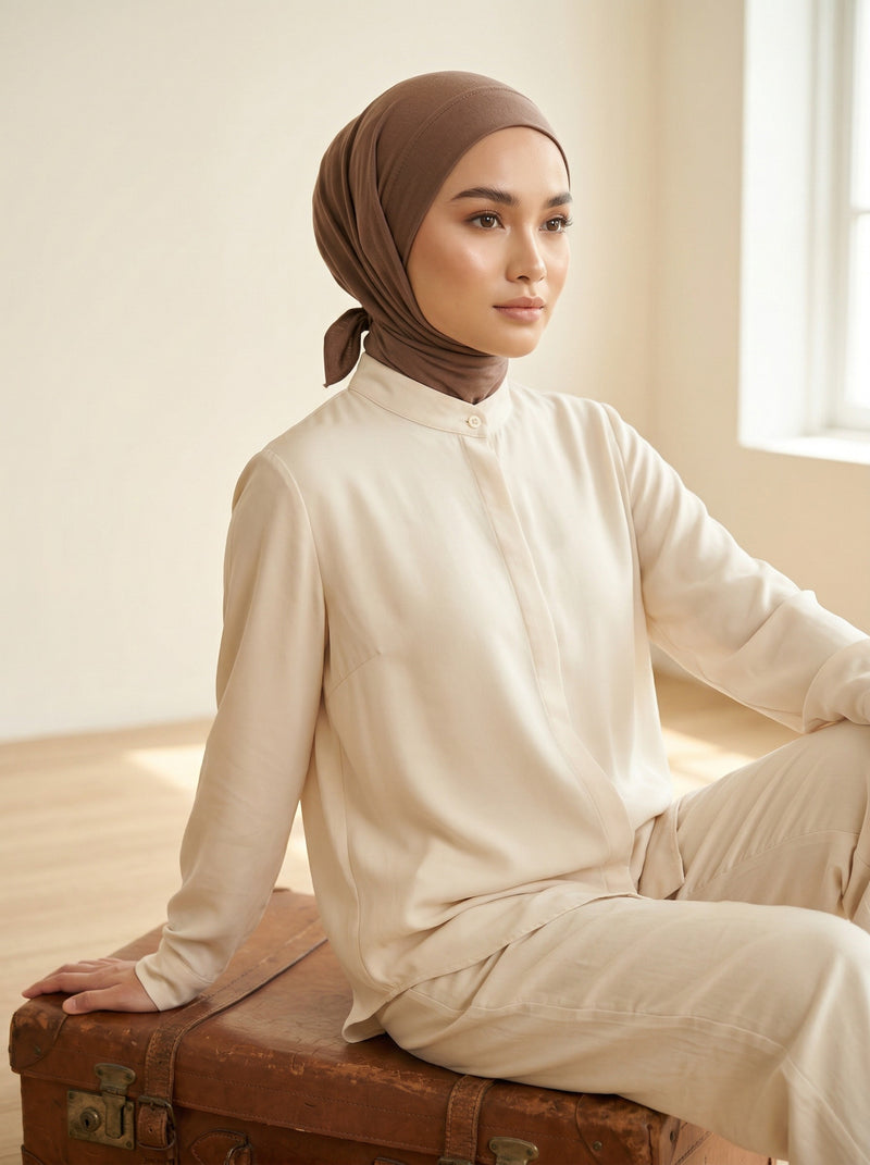 Chic Easy Wrap Hijab Cover for Women, Trendy Hijab for Stylish Look, Soft Comfortable Turban Head Covering, Chic Single Color Headscarf,B-45