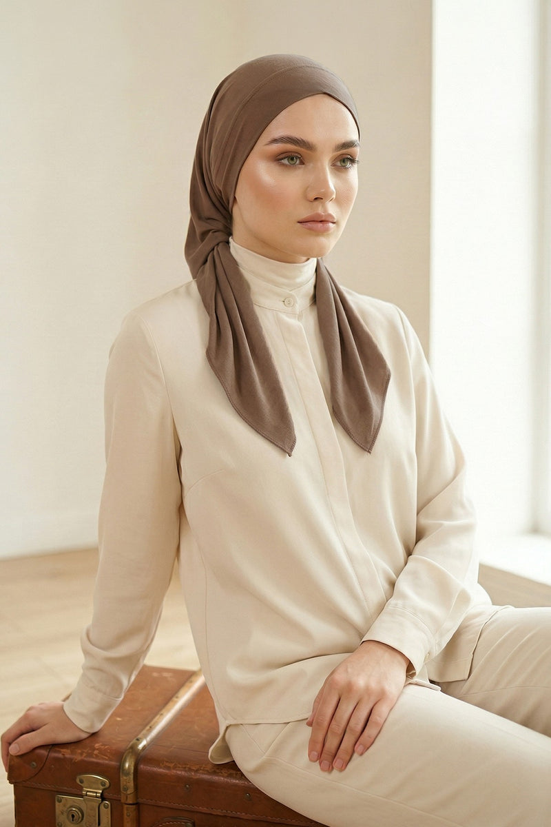 Chic Easy Wrap Hijab Cover for Women, Trendy Hijab for Stylish Look, Soft Comfortable Turban Head Covering, Chic Single Color Headscarf,B-45