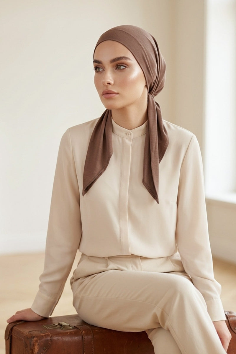Chic Easy Wrap Hijab Cover for Women, Trendy Hijab for Stylish Look, Soft Comfortable Turban Head Covering, Chic Single Color Headscarf,B-45