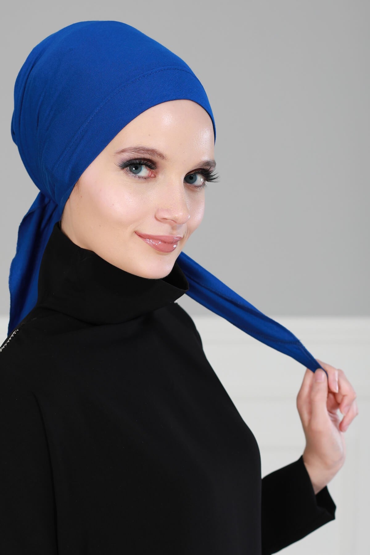 Chic Easy Wrap Hijab Cover for Women, Trendy Hijab for Stylish Look, Soft Comfortable Turban Head Covering, Chic Single Color Headscarf,B-45 Sax Blue