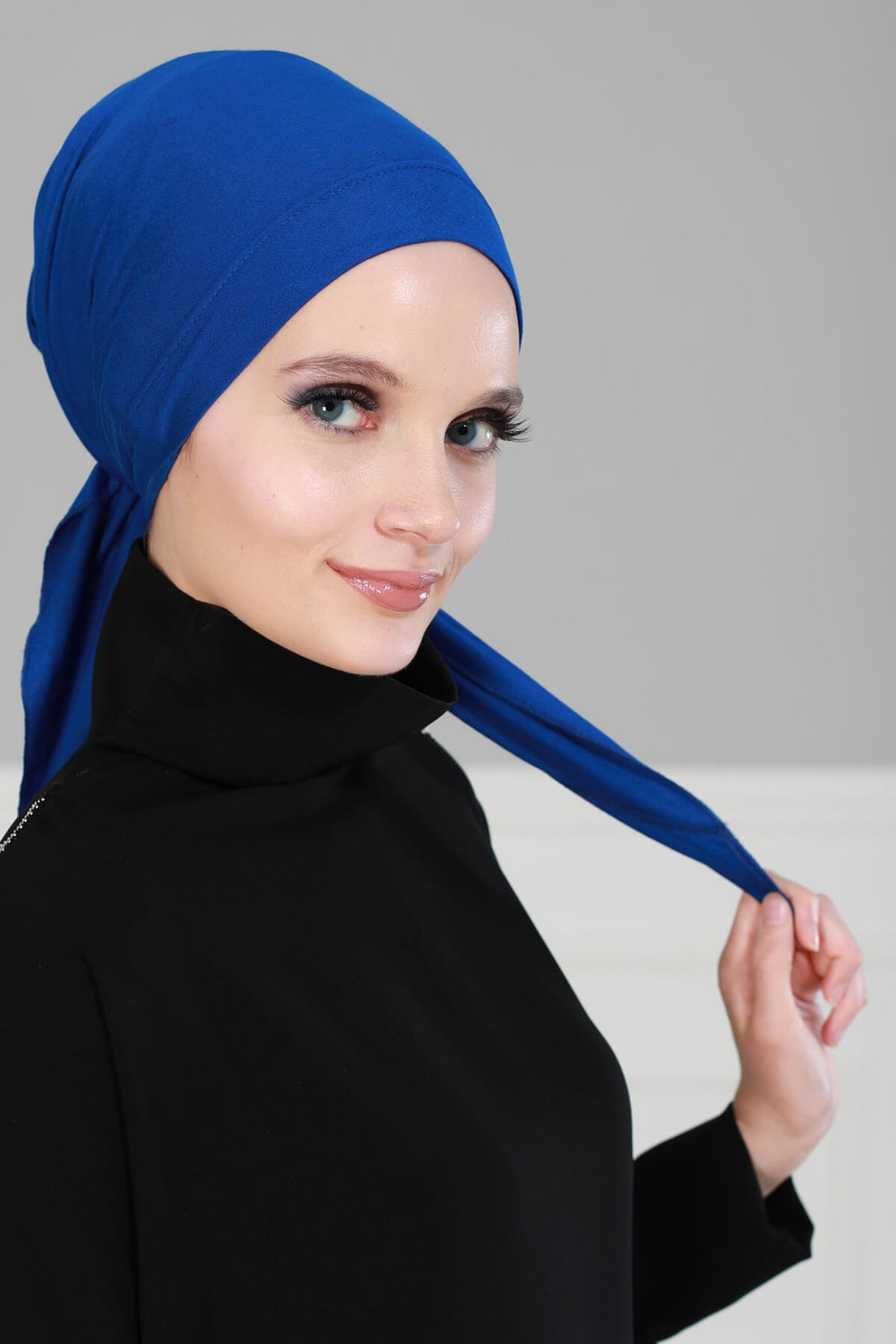 Chic Easy Wrap Hijab Cover for Women, Trendy Hijab for Stylish Look, Soft Comfortable Turban Head Covering, Chic Single Color Headscarf,B-45 Sax Blue
