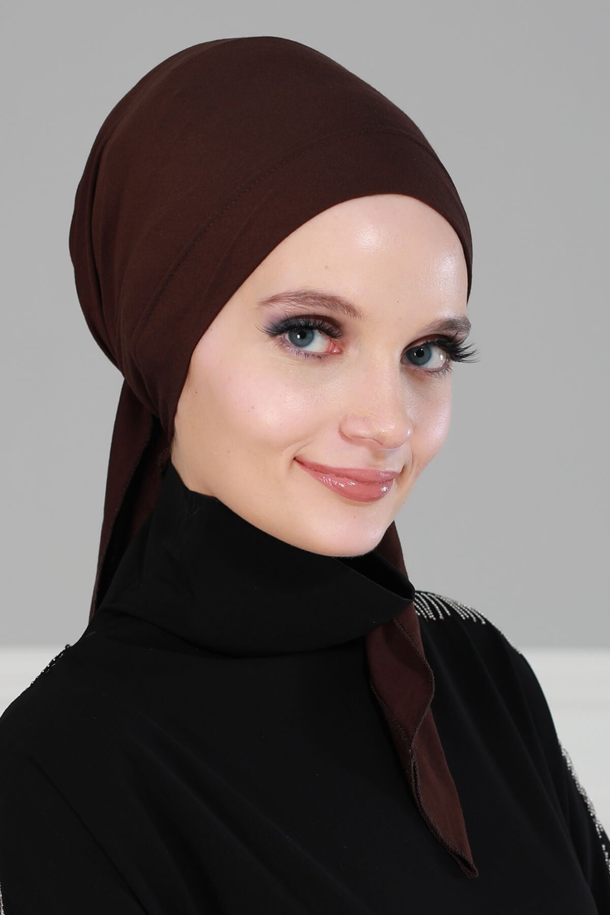 Chic Easy Wrap Hijab Cover for Women, Trendy Hijab for Stylish Look, Soft Comfortable Turban Head Covering, Chic Single Color Headscarf,B-45 Brown