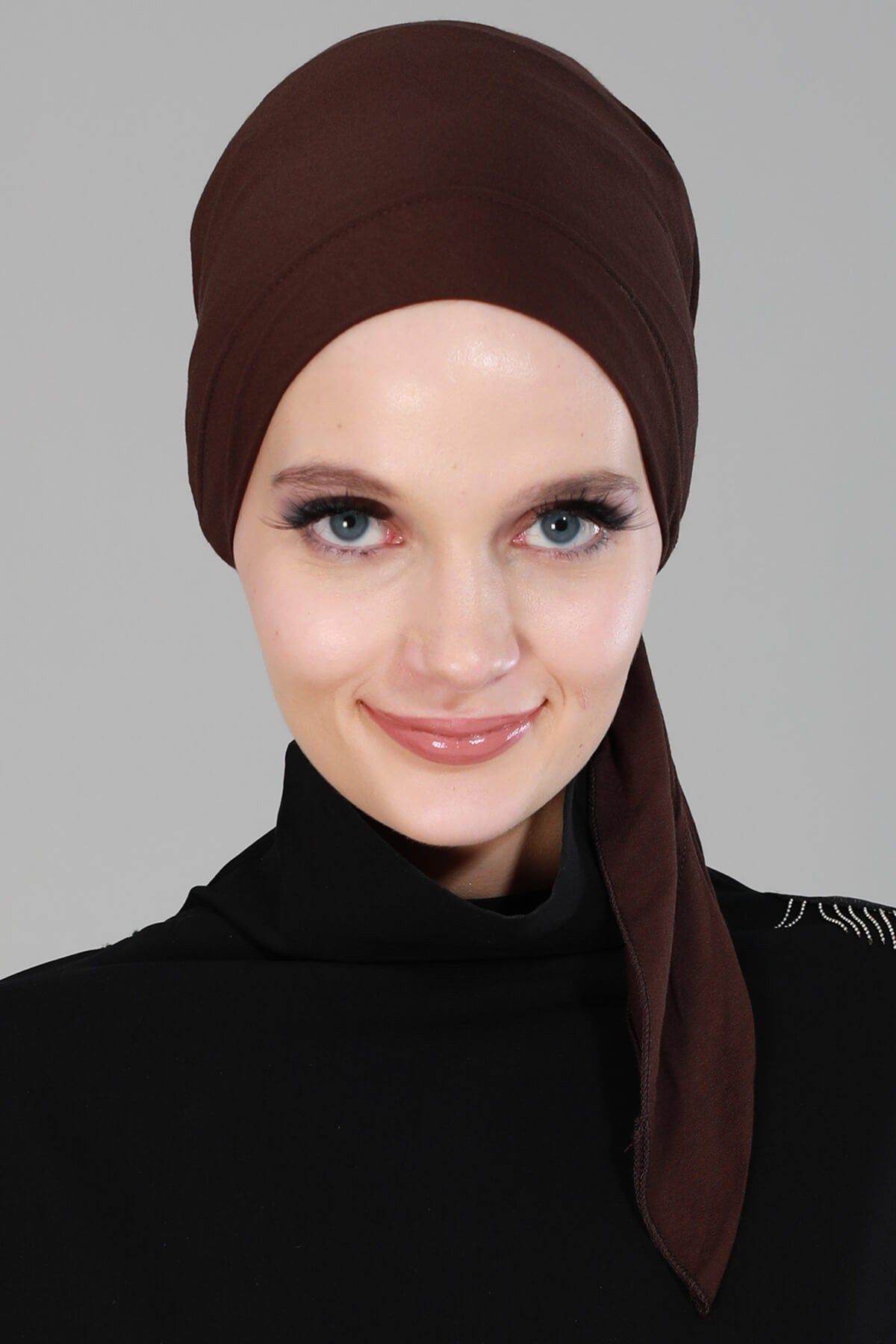 Chic Easy Wrap Hijab Cover for Women, Trendy Hijab for Stylish Look, Soft Comfortable Turban Head Covering, Chic Single Color Headscarf,B-45 Brown