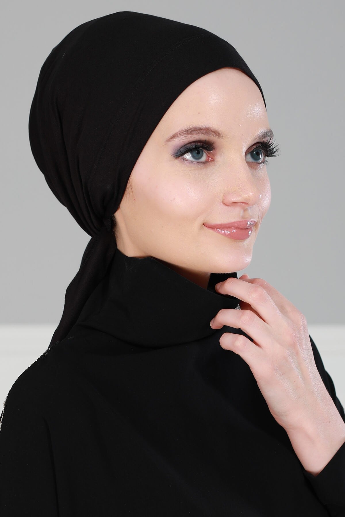 Chic Easy Wrap Hijab Cover for Women, Trendy Hijab for Stylish Look, Soft Comfortable Turban Head Covering, Chic Single Color Headscarf,B-45 Black
