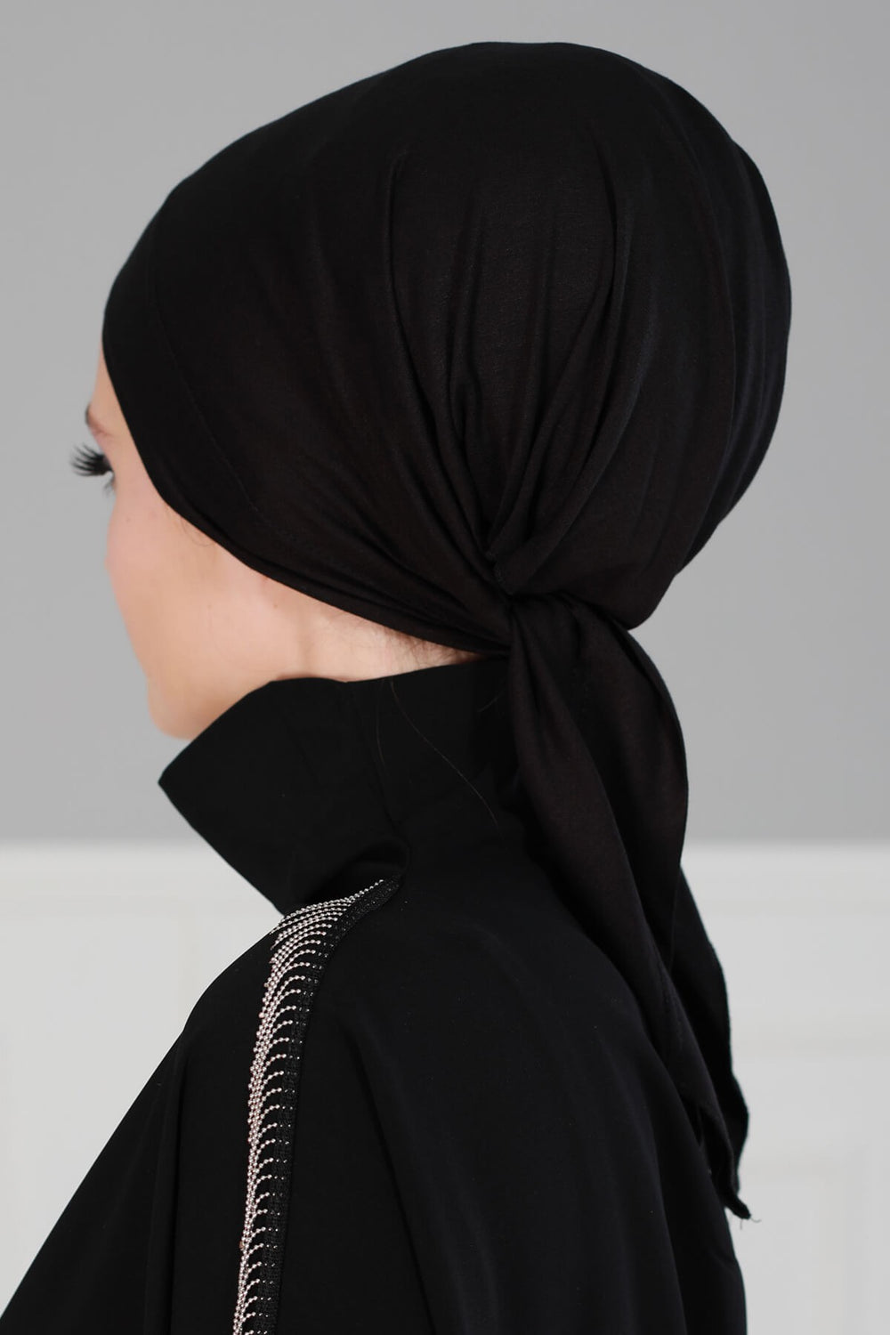 Chic Easy Wrap Hijab Cover for Women, Trendy Hijab for Stylish Look, Soft Comfortable Turban Head Covering, Chic Single Color Headscarf,B-45 Black